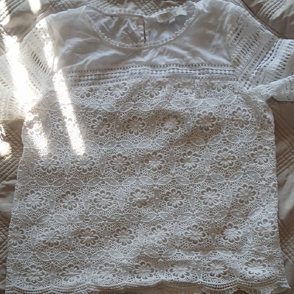 LOFT White Floral Lace Blouse
